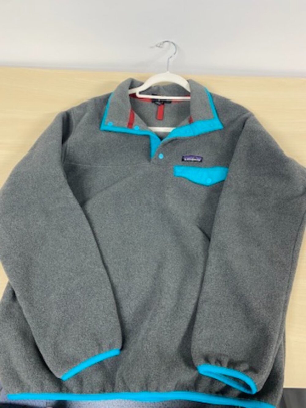 Patagonia Synchilla Snap-T Fleece Pullover Gray Turquoise Large